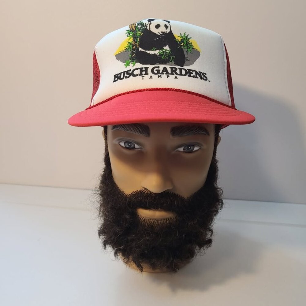 Vintage 90s Trucker Hat Busch Gardens Tampa Screen Printed Mesh Adjustable Hat
